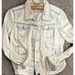 LOFT Denim Jacket Womens Medium Light Wash Button Front Trucker Style Jean